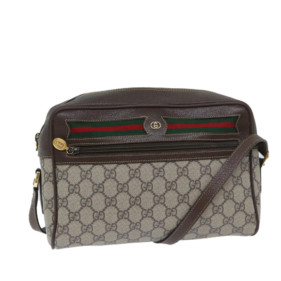 GUCCI GG Supreme Web Sherry Line Shoulder Bag PVC Beige Red 4023 001 Auth ep3849 - Picture 1 of 16